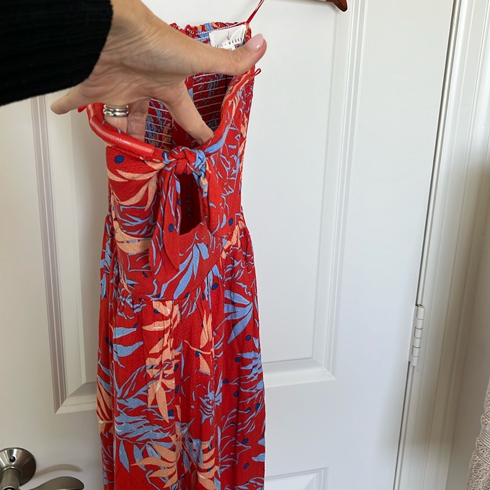 Strapless red jumpsuit